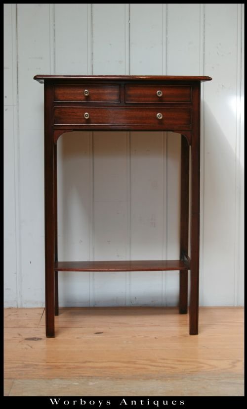Small  Edwardian Bow Front Solid Mahogany Side Table